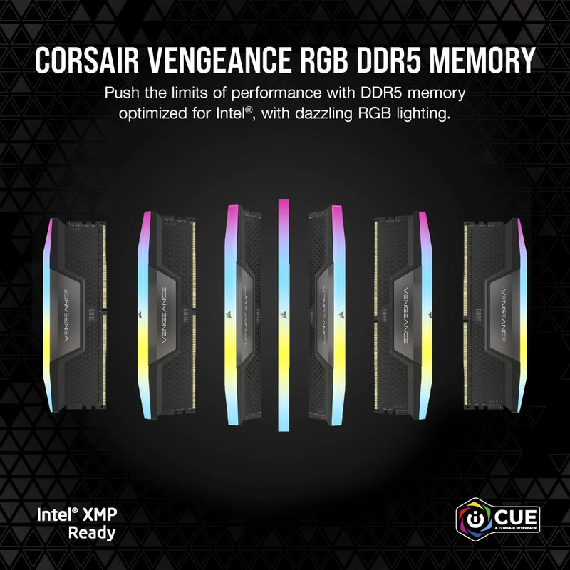 CORSAIR 64GB Kit (2x32GB) VENGEANCE RGB CMH64GX5M2B6600C32 DDR5 6600MHz Memory 