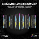 CORSAIR 32GB Kit (2x16GB) VENGEANCE RGB CMH32GX5M2B6400Z32 DDR5 6400MHz CL32 Memory (AMD EXPO & Intel XMP 3.0)