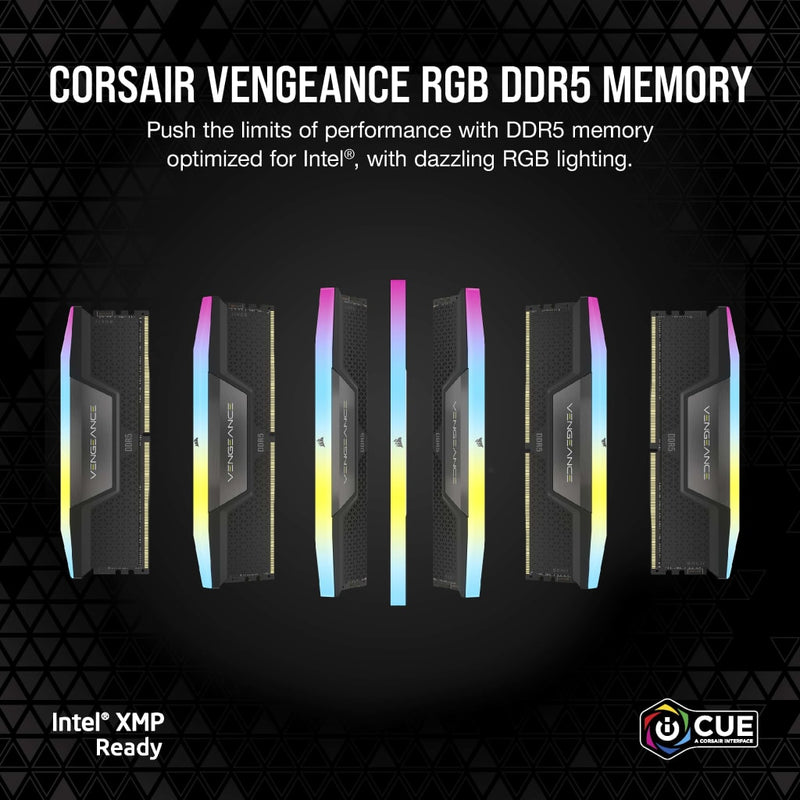 CORSAIR 64GB Kit (2x32GB) VENGEANCE RGB CMH64GX5M2B6400C32 DDR5 6400MHz Memory