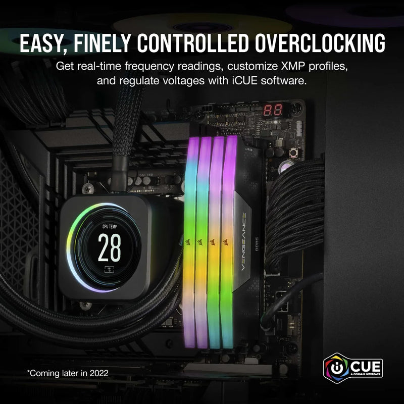 CORSAIR 32GB Kit (2x16GB) VENGEANCE RGB CMH32GX5M2E6000C36 DDR5 6000MHz Memory 