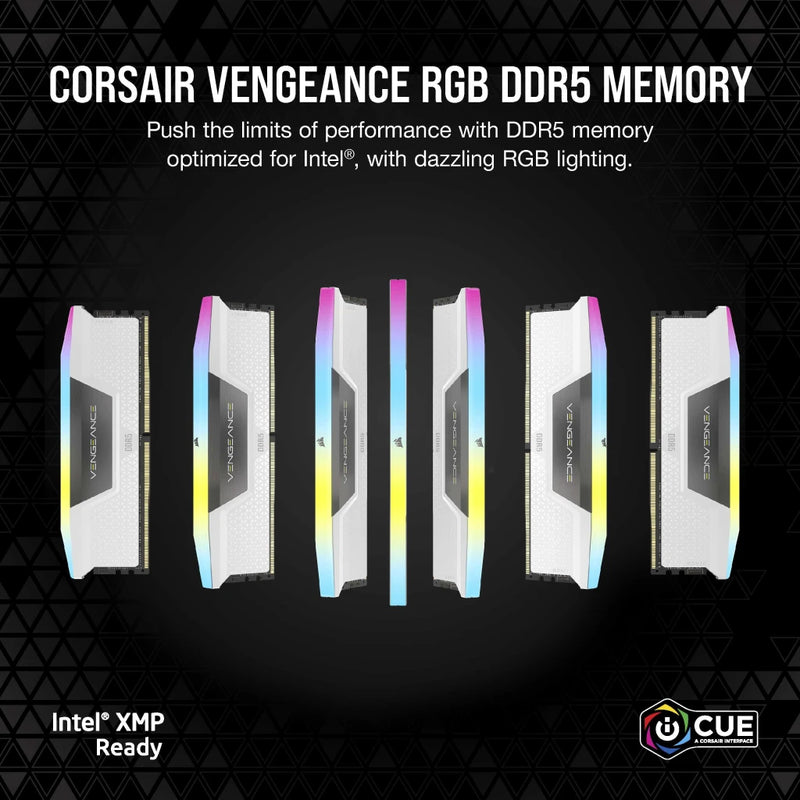 CORSAIR 64GB Kit (2x32GB) VENGEANCE RGB White CMH64GX5M2B6000C40W DDR5 6000MHz Memory 