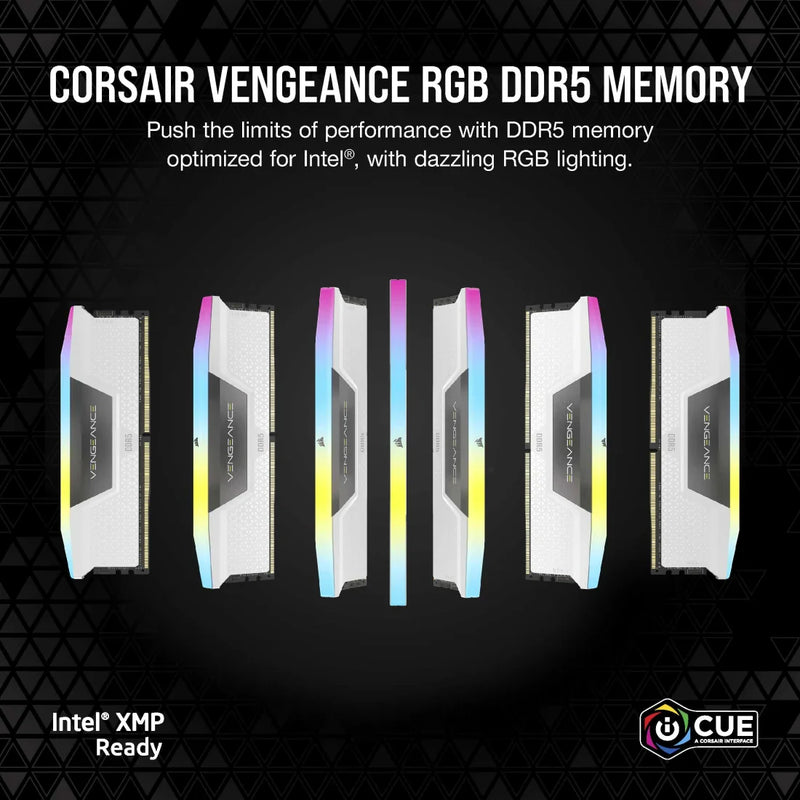 【電腦節搶購貨】CORSAIR 64GB Kit (2x32GB) VENGEANCE RGB White 白色 CMH64GX5M2B6000Z30W DDR5 6000MHz CL30 Memory (AMD EXPO & Intel XMP 3.0)