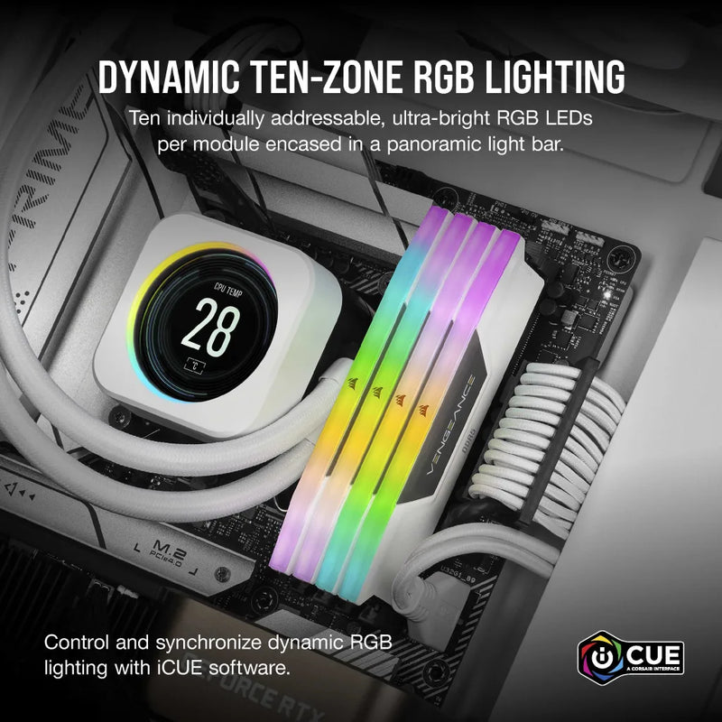 【本週特價】CORSAIR 32GB Kit (2x16GB) VENGEANCE RGB White 白色 CMH32GX5M2B6400C36W DDR5 6400MHz Memory