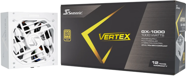 Seasonic 1000W VERTEX GX-1000 白色 ATX3.0 (PCIe5.0) 80Plus Gold Full Modular Power Supply (VERTEX GX-1000-WHITE)