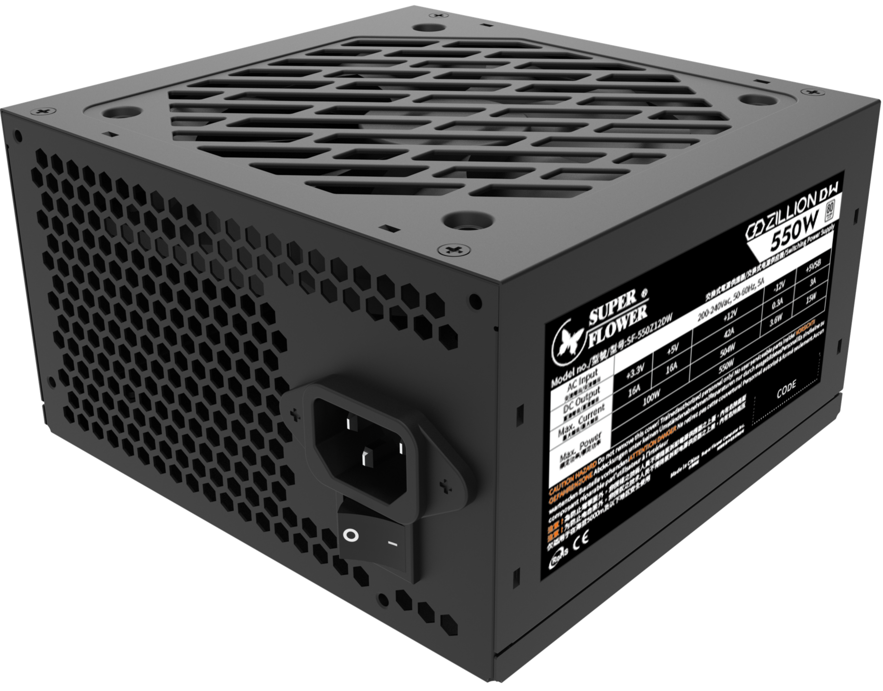 Super Flower Zillion DW 550W 80 Plus 黑色 Power Supply (SF-550Z12DW) 5年保