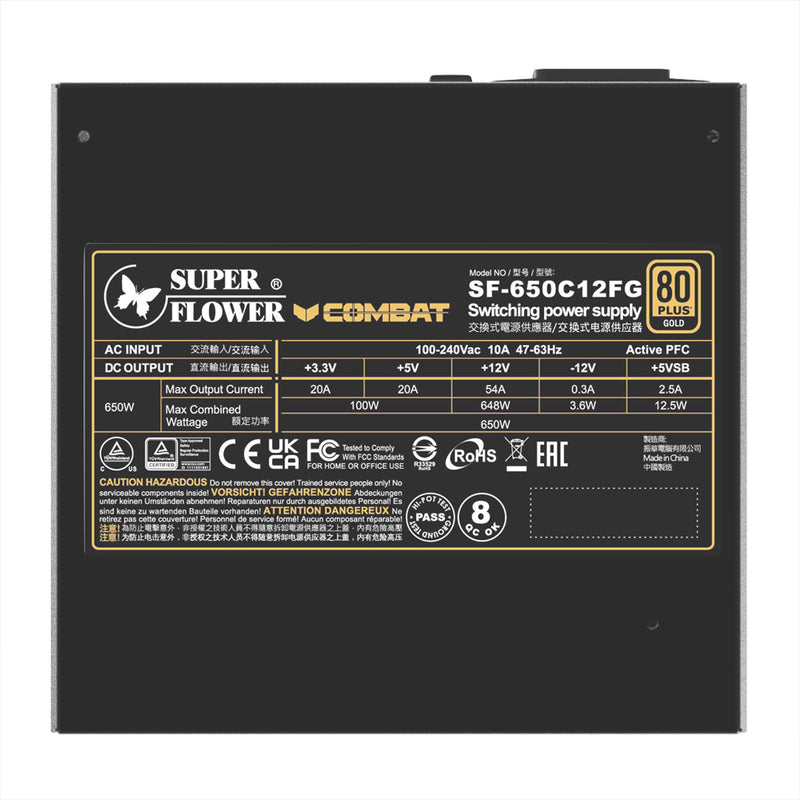 Super Flower Combat FG Gold 650W ATX 3.1 80 Plus 金牌認證全模組化 Full Modular Power Supply (SF-650C12FG) 10年保養