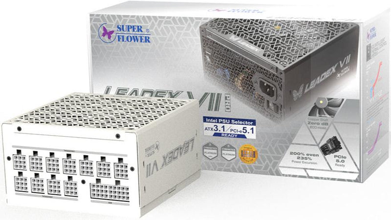 Super Flower Leadex VII Platinum PRO 1200W White 白色 PCIE 5.1 / ATX 3.1 / 80 Plus Platinum 白金牌認證全模組化 Full Modular Power Supply (SF-1200F14XP-WH) 10年保養