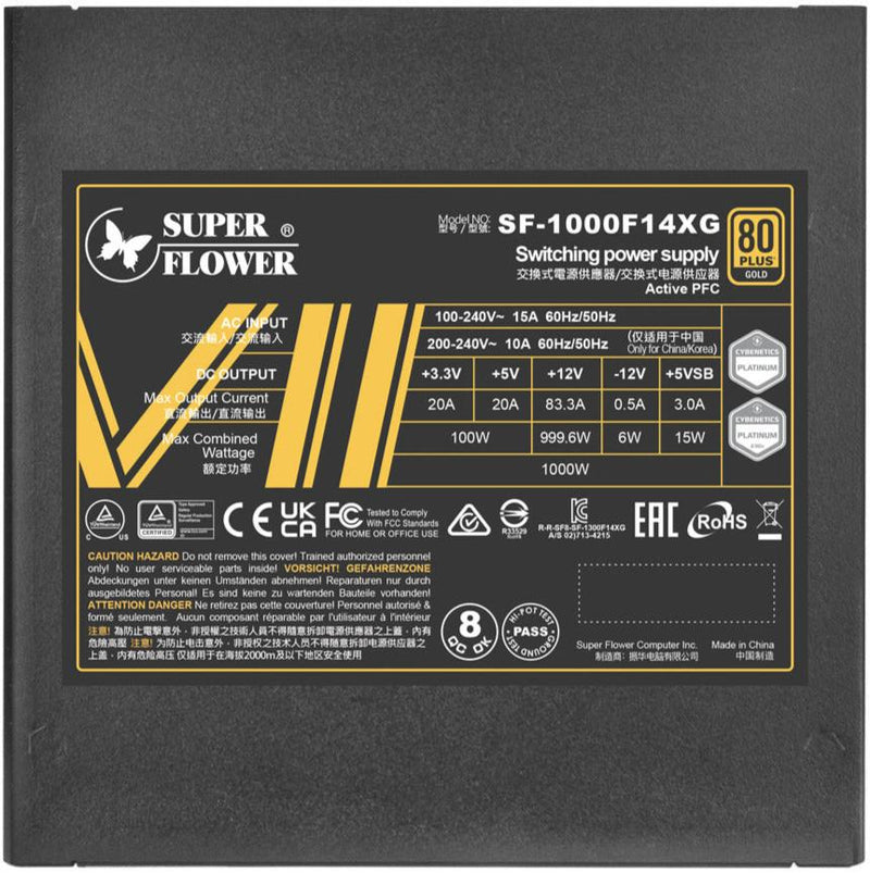 Super Flower Leadex VII XG Gold 1000W Black 黑色 PCIE 5.1 / ATX 3.1 / 80 Plus Glod 金牌認證全模組化 Full Modular Power Supply (SF-1000F14XG-BK) 10年保養