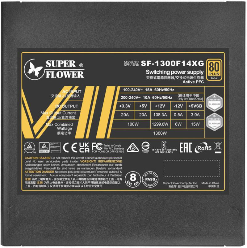 Super Flower Leadex VII Gold 1300W Black PCIE5.1 ATX 3.1 - 80 Plus Glod Gold Certified Full Modular Power Supply (SF-1300F14XG-BK) 10-year warranty 