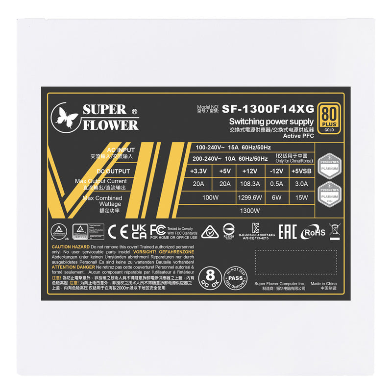 Super Flower Leadex VII XG Gold 1300W White 白色 PCIE 5.1 / ATX 3.1 / 80 Plus Glod 金牌認證全模組化 Full Modular Power Supply (SF-1300F14XG-WH) 10年保養