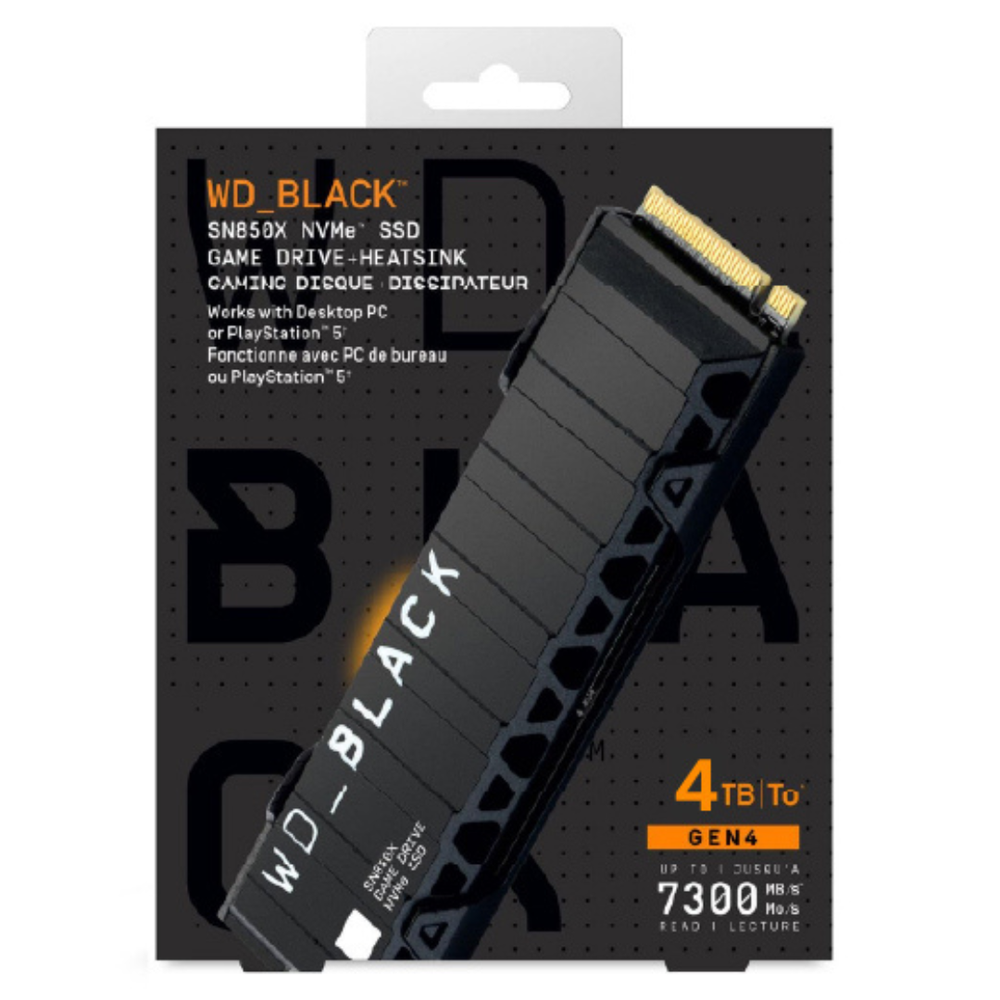 WD_BLACK 4TB SN850X w/Heatsink WDS400T2XHE M.2 2280 PCIe Gen4 x4 SSD
