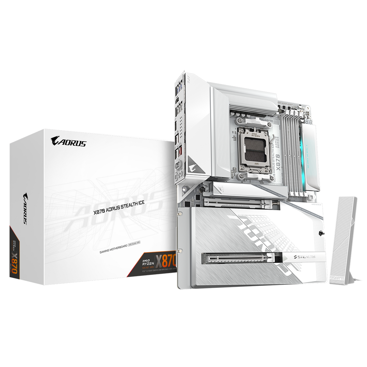 【新品未開封】GIGABYTE X870 AORUS STEALTH ICE GIGABYTE X870 AORUS STEALTH ICE DDR5,Socket AM5 ATX Motherboard 背