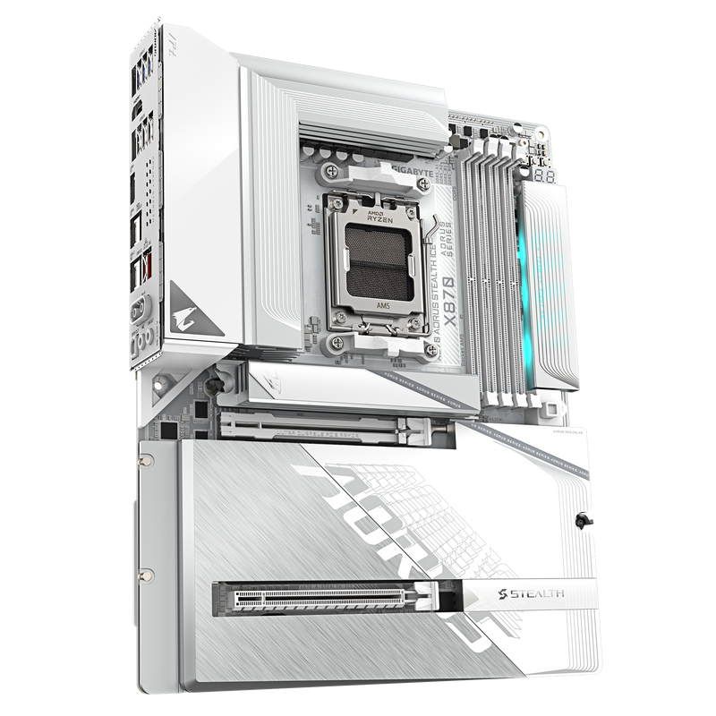 GIGABYTE X870 AORUS STEALTH ICE DDR5,Socket AM5 ATX Motherboard 背插式主機板