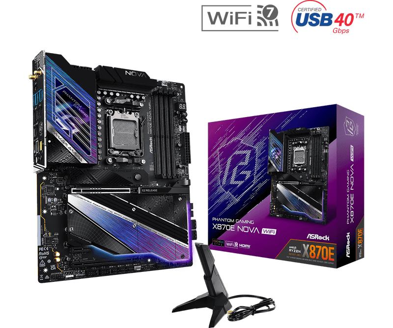 ASRock X870E Nova WiFi DDR5,Socket AM5 ATX Motherboard