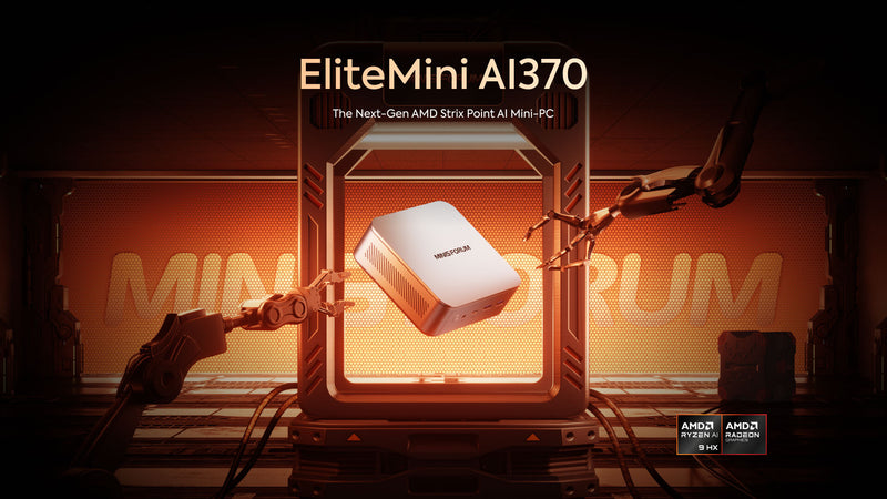 Minisforum CS-MAI370 EliteMini AI370 Mini-PC (AMD Ryzen AI 9 HX 370 / 32GB Ram / 1TB SSD / Windows 11 Pro)