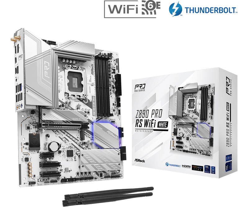 ASRock Z890 Pro RS WiFi White 白色 DDR5,LGA 1851 ATX Motherboard