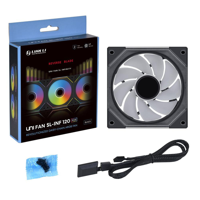 LIAN LI UNI FAN SL Infinity 120 Reverse Blade 反葉 BLACK 黑色 ARGB Case Fan UF-RSLIN120-1B