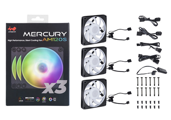 InWin Mercury AM120S ARGB 3xFan Kit with ARGB Controller 12cm Case Fan IW-FN-AM120S-3PK 