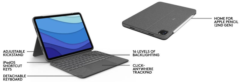 Logitech Combo Touch Keyboard Case with Trackpad (iPad Pro 11" 1st, 2nd, 3rd generation) 920-010150 Original licensed