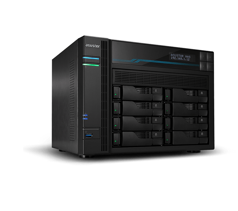 ASUSTOR Lockerstor 8 AS6508T (LCD Panel) 8-Bay NAS - Intel Atom C3538 2.1GHz (Quad-Core), 8GB DDR4 