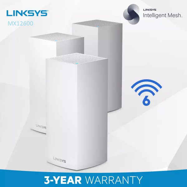 Linksys Velop MX12600 Tri-Band AX4200 Mesh WiFi 6 System (3-pack) (3 years)