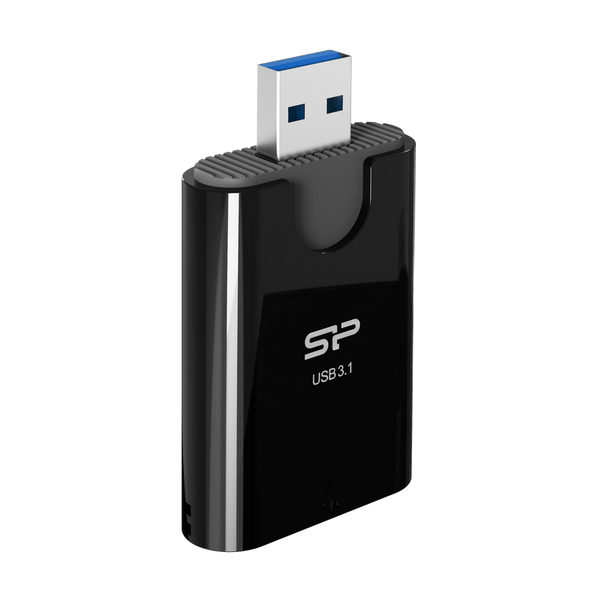 Silicon Power Combo Black SD and microSD USB 3.2 Card Reader (SPU3AT5REDEL300K)