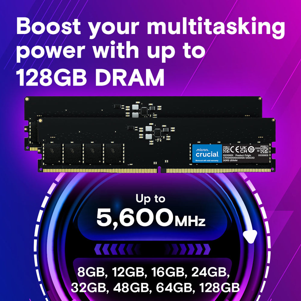 Crucial 64GB (1x64GB) CT64G56C46U5 DDR5 5600MHz UDIMM Memory (RM-DCD5C