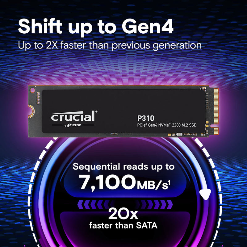 Crucial 1TB P310 CT1000P310SSD8 PCIe Gen4 NVMe 2280 M.2 SSD