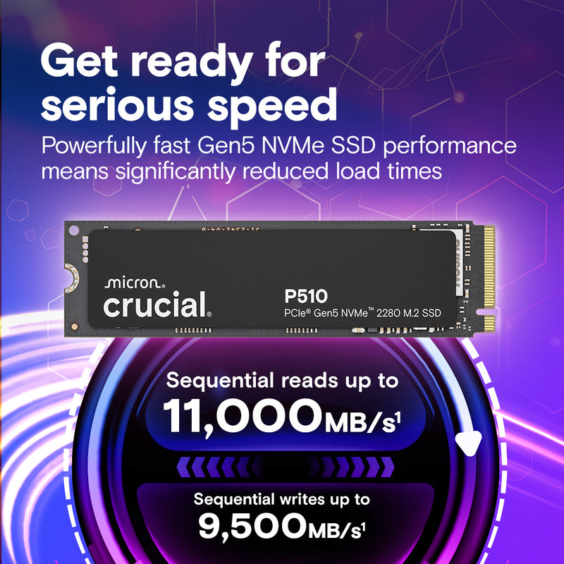 Crucial 1TB P510 CT1000P510SSD8 PCIe Gen5 NVMe M.2 SSD
