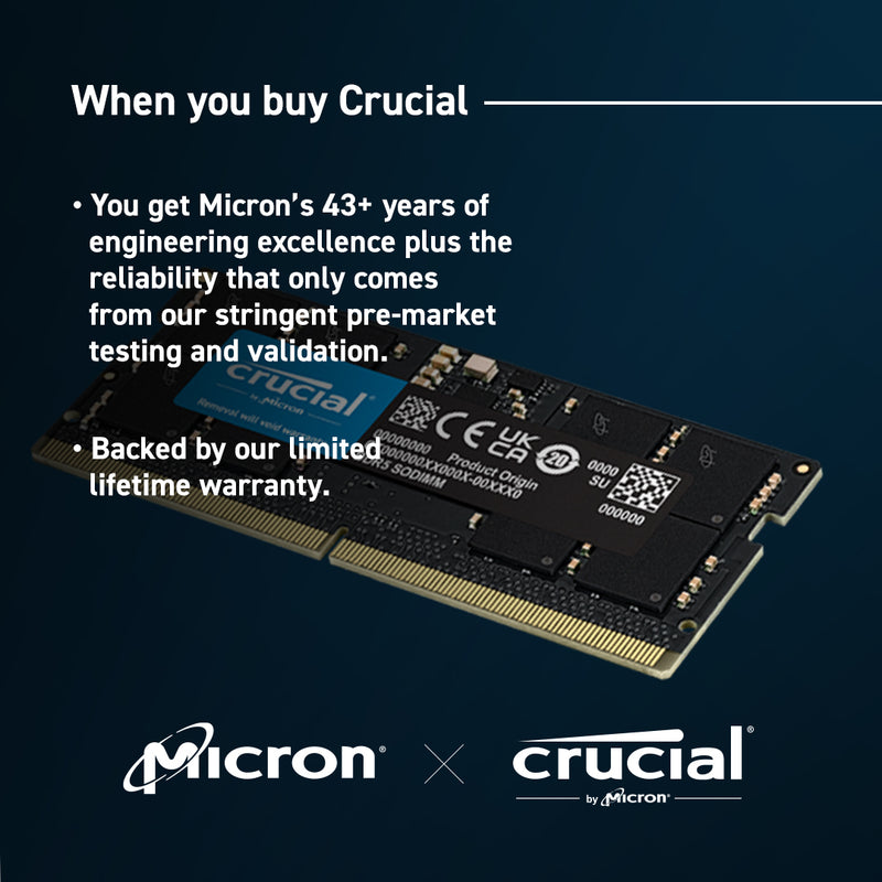 Crucial DDR5 SODIMM 8GB DDR5 4800MHz CT8G48C40S5 Memory
