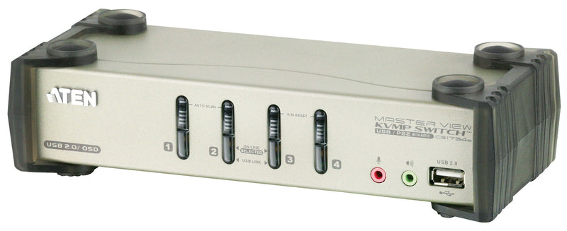 ATEN CS1734B 4 Port USB 2.0 KVMP+Audio Switch w/2x4' + 2x6' Cable + OSD
