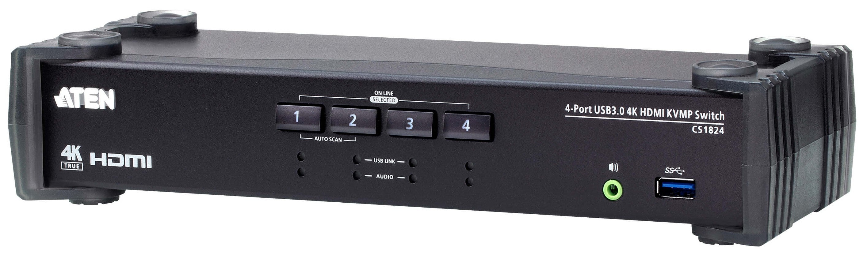 Kvmp ATEN CS1824 4 Port USB 3.0 4K HDMI KVMP™ Switch with Audio Mixer Mode