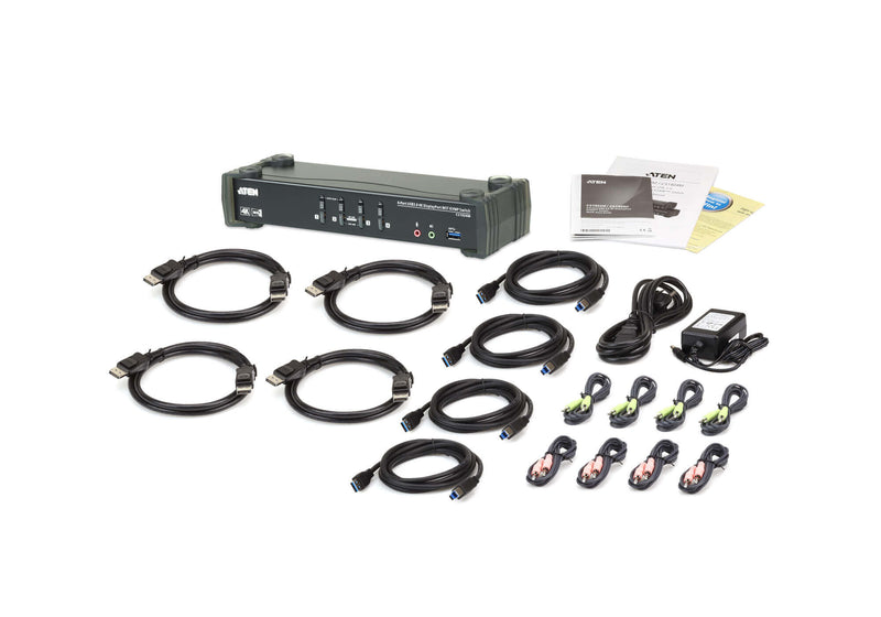 ATEN CS1924M 4-Port USB 3.0 4K DisplayPort MST KVMP Switch (Cables included)