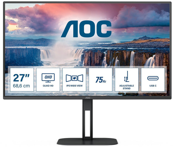 AOC 27" Q27V5CE/BK 75Hz 2K QHD IPS (16:9) 顯示器