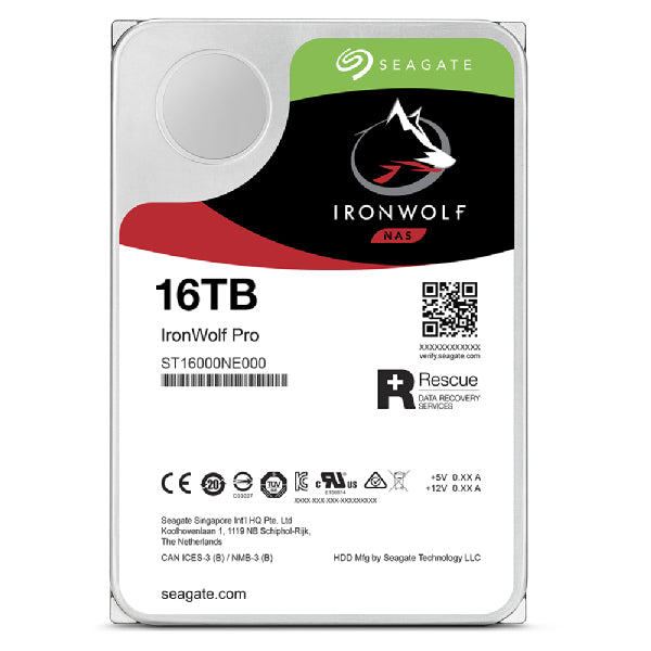 Seagate 16TB IronWolf Pro ST16000NT001 NAS 3.5" SATA 7200rpm 256MB Cache HDD