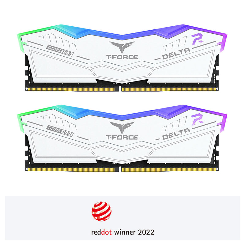 TEAMGROUP 64GB Kit (2x32GB) T-Force Delta RGB D5 White 白色 DDR5 6000MHz CL28 Memory FF4D564G6000HC38GDC01 (RM-DR5B64W)