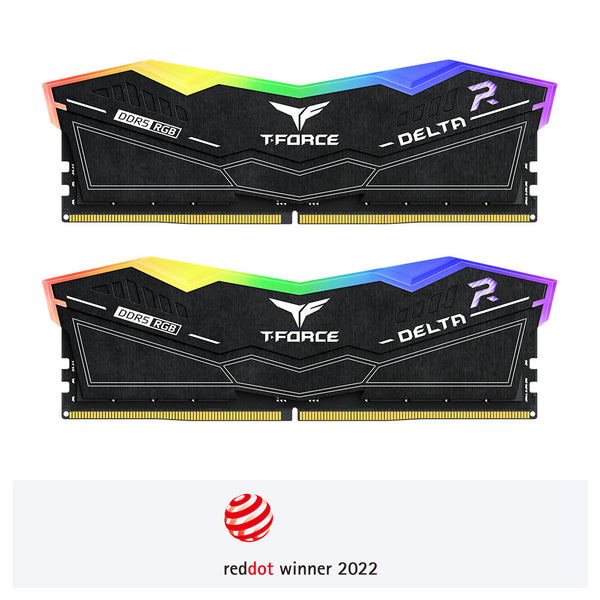 TEAMGROUP 32GB Kit (2x16GB) T-Force Delta RGB D5 Black 黑色 DDR5 6000MHz CL28 Memory FF3D532G6000HC28ADC01 (RM-DR5532B)