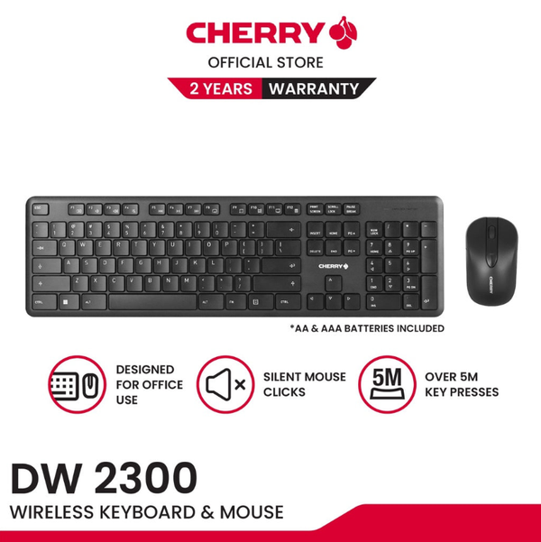 Cherry CH-KB-DW2300 Black Wireless Lightweight Office Keyboard and Mouse Set (w/Cangjie Code)