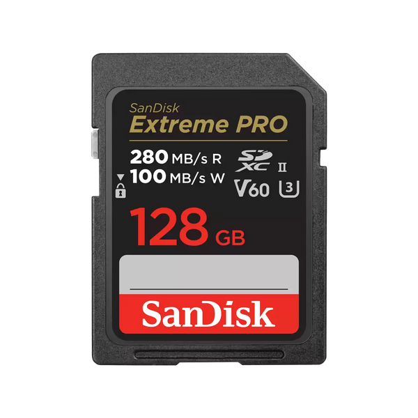 SanDisk 128GB Extreme Pro SDXC (V60, 6K/UHD, UHS-II/U3, 280R/100W MB/s) SDSDXEP-128G-GN4IN