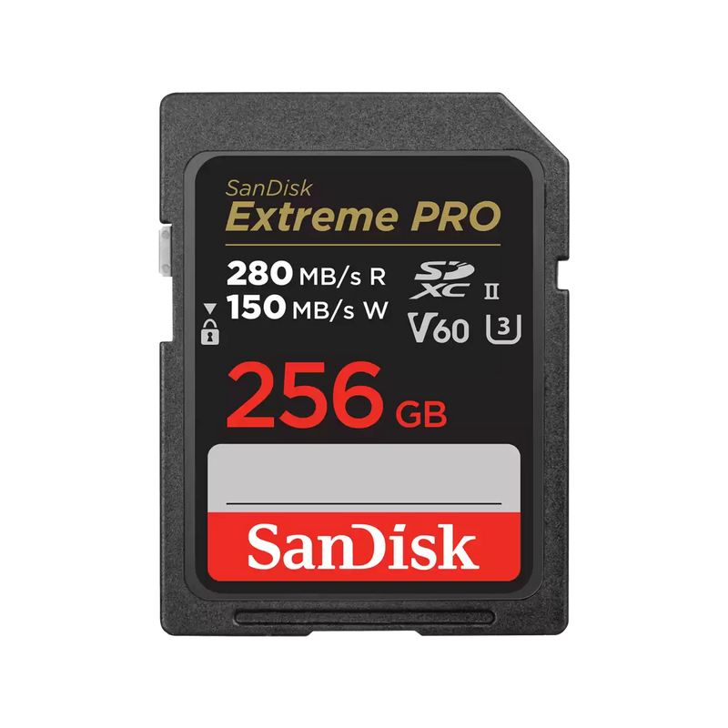 SanDisk 256GB Extreme Pro SDXC (V60, 6K/UHD, UHS-II/U3, 280R/150W MB/s) SDSDXEP-256G-GN4IN