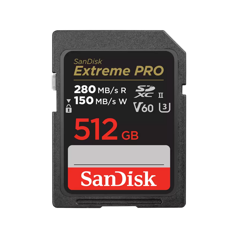 SanDisk 512GB Extreme Pro SDXC (V60, 6K/UHD, UHS-II/U3, 280R/150W MB/s) SDSDXEP-512G-GN4IN 772-4599
