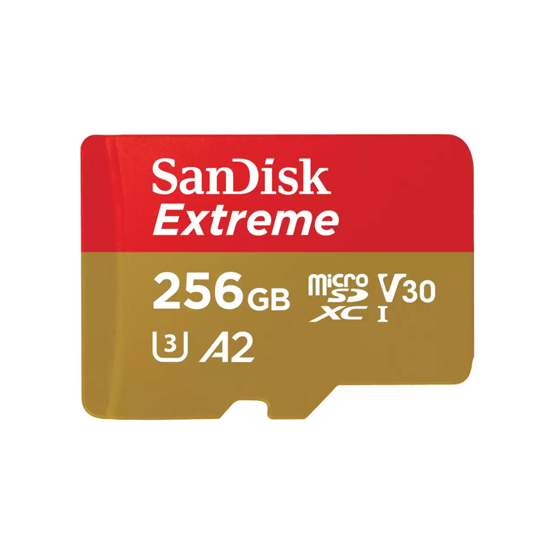 SanDisk 256GB Extreme microSDXC (A2, V30, UHS-I/U3, 190R/130W MB/s) SDSQXAV-256G-GN6MN 772-4524
