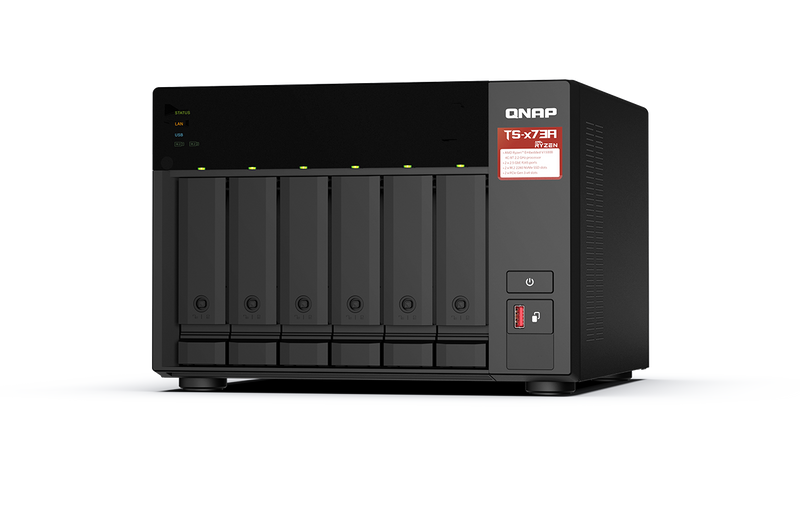 NAS QNAP TS-673A 6 Baies - Processeur AMD Ryzen V1500B, 8 Go RAM, 2 Ports 2,5 GbE, 2 Slots M.2 NVMe, Bundle IronWolf - 8