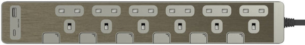 Schneider Electric 13A six-position independent switch safety socket with two USB charging sockets 30W PD3.0 Type A+C (with 3-meter cable), bronze gold TSH36ACUSB_3_GH