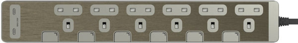 Schneider Electric 13A six-position independent switch safety socket with two USB charging sockets 30W PD3.0 Type C+C (with 3-meter cable), bronze gold TSH36QCUSB_3_GH