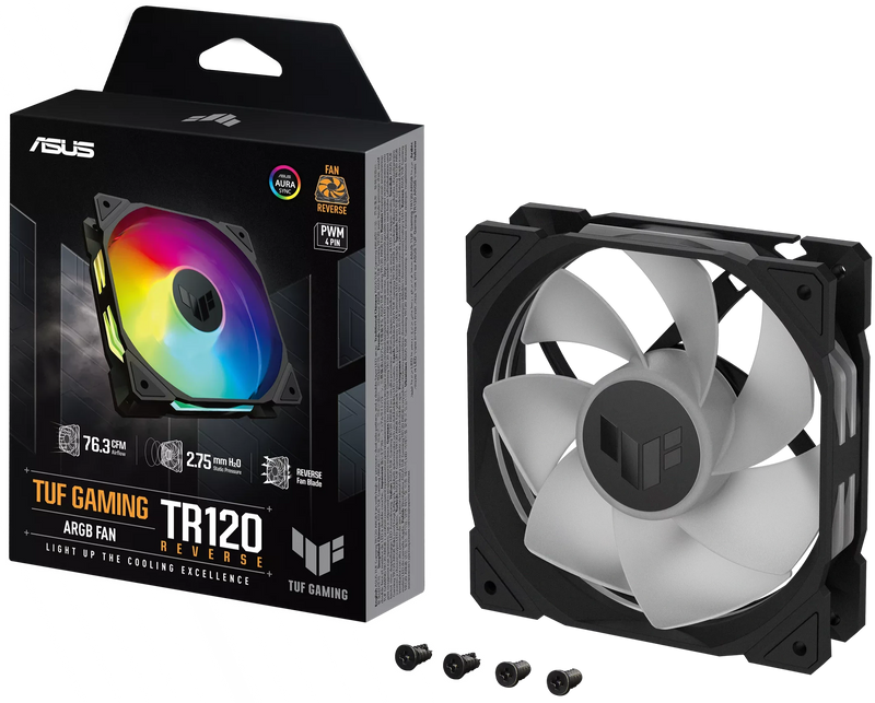ASUS TUF Gaming TR120 Reverse 反葉 BLACK 黑色 ARGB 12cm Case Fan - Single Pack 單風扇 (TH-ATTR12R)