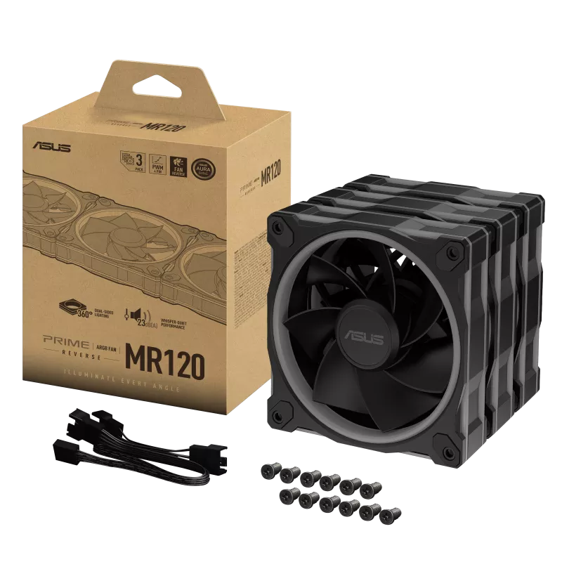 ASUS PRIME MR120 Reverse 反葉 BLACK 黑色 ARGB 12cm Case Fan - 3xFan Kit 三風扇組合 (TH-APMR36R)