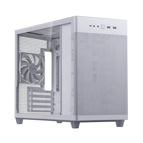 ASUS PRIME AP201 White White Tempered Glass Micro-ATX Case CA-AAP201V 