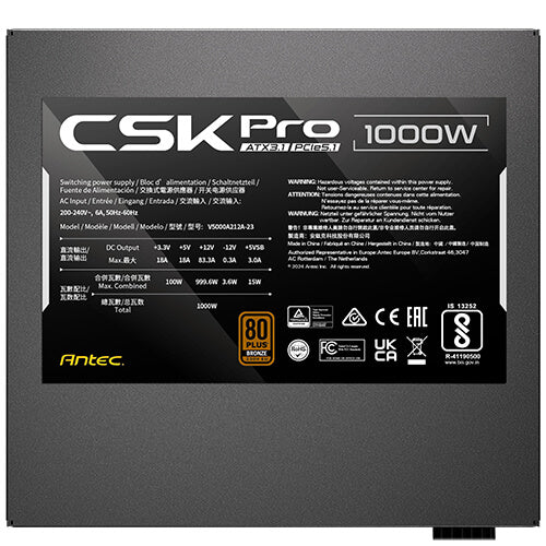 ANTEC 1000W CUPRUM STRIKE CSK PRO 1000 ATX3.1 80Plus Bronze Power Supply (CSK1000-PRO-GB-ATX3.1)