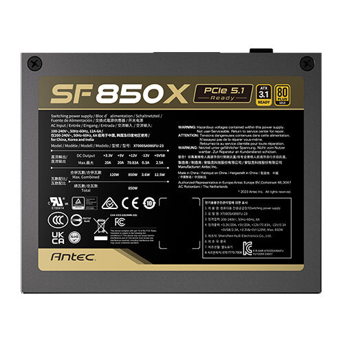 ANTEC 850W SF850X GOLD SFX ATX3.1 80Plus Gold Full Modular Power Supply 